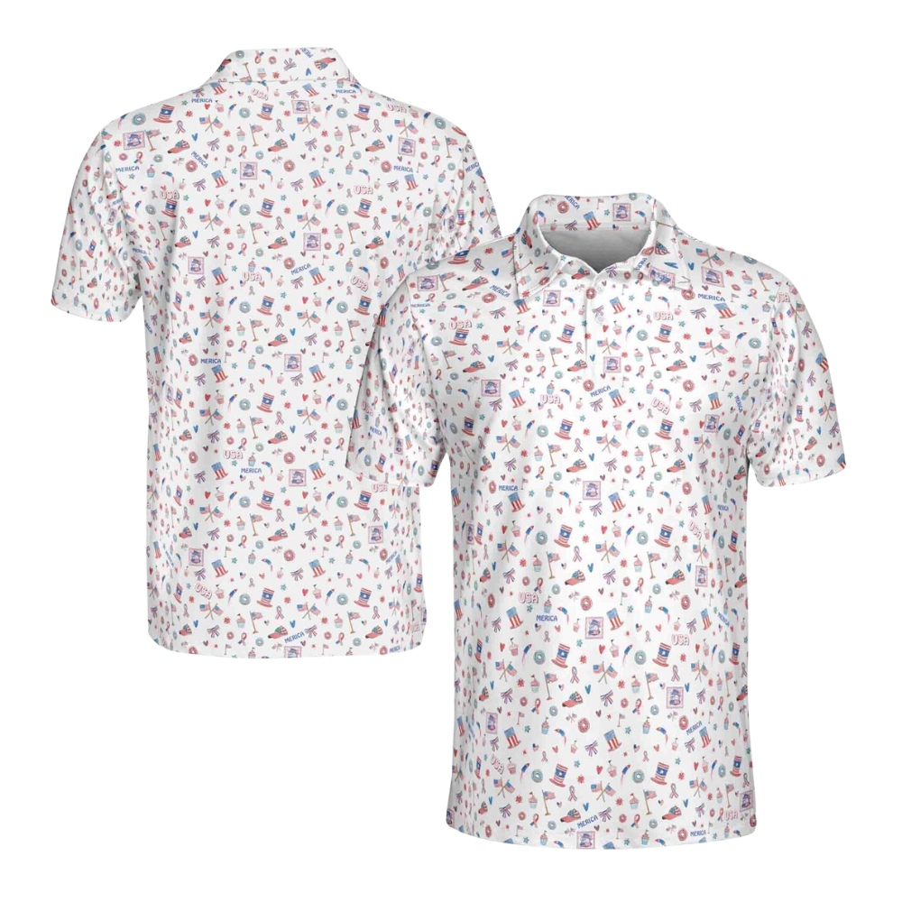 Patriotic 4th Of July Golf Polo Shirts For Men, 4th Of July Golf Shirts GE0104