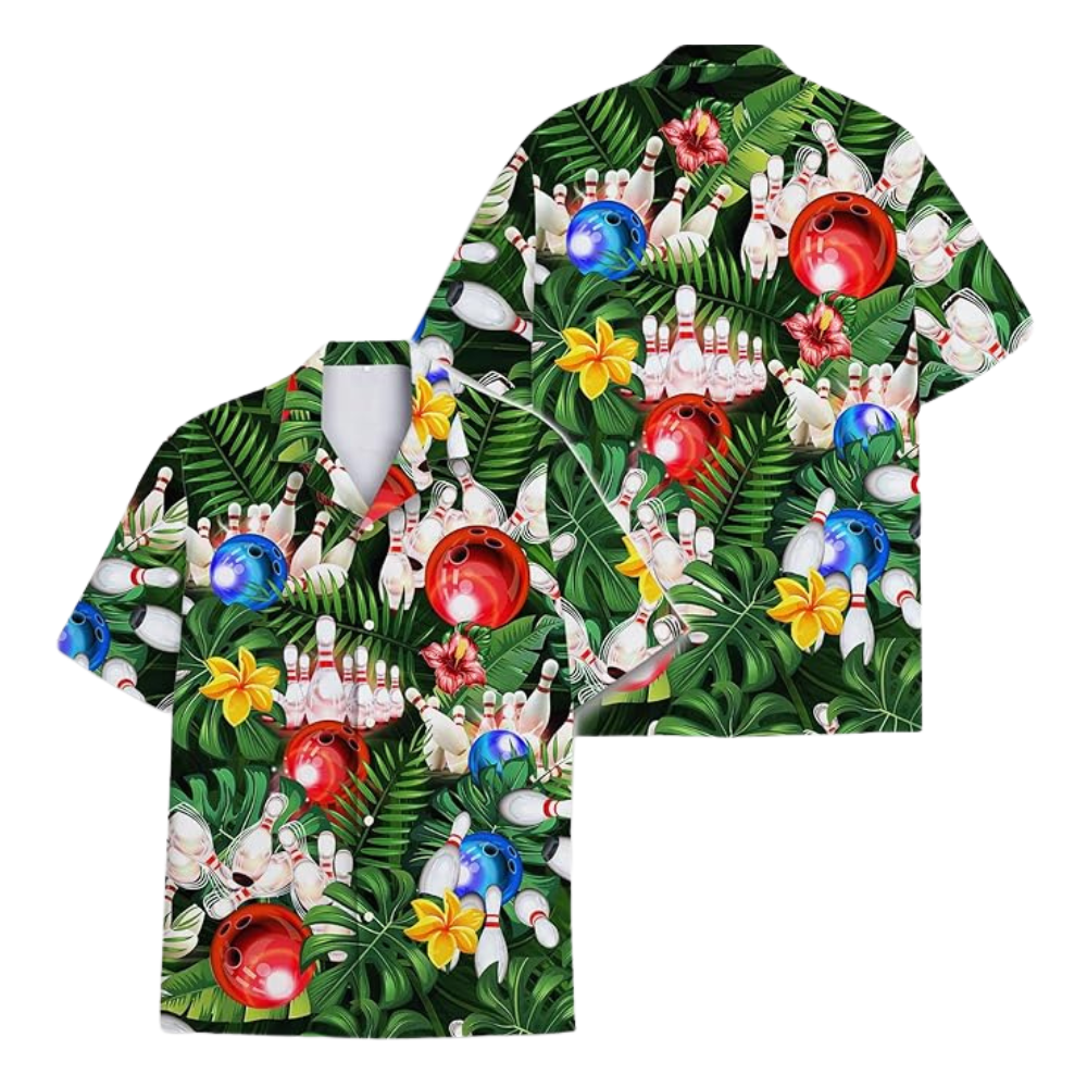 Green Tropical Bowling Hawaiian Shirt For Men And Women, Tropical Bowling Shirt BZ0314
