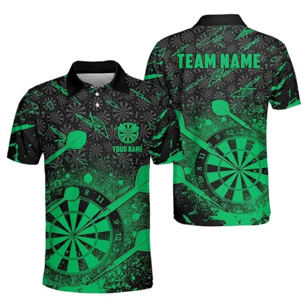 Custom Team Darts Polo Shirt Mens  Black Red, Custom Darts Shirts DZ0011
