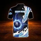 Custom 8 Ball Thunder Billiard Polo Shirt For Men, Custom Team Thunder Billiard Shirt