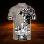 Custom Eagle Brown Bowling Polo Shirt For Men, Custom Eagle Team Bowling Shirt
