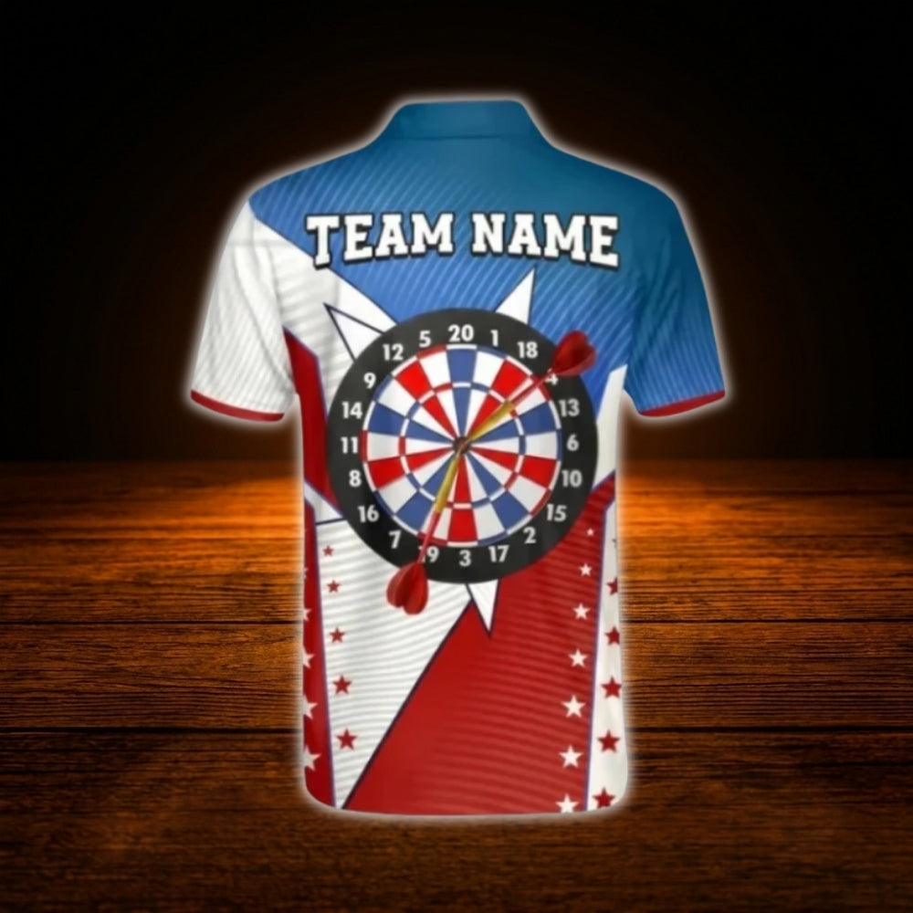 Texas Flag Custom Mens Dart Polo Shirt, Custom Texas Darts Shirt For Team