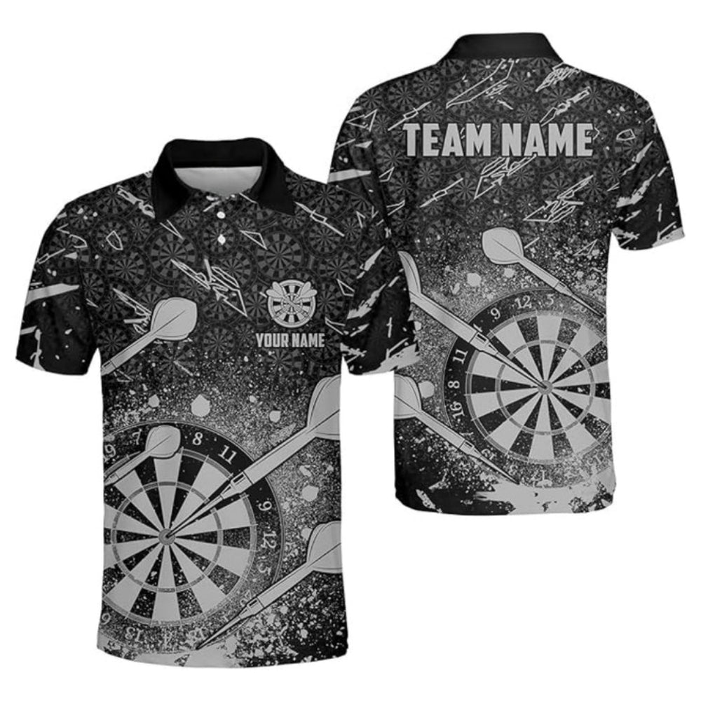 Custom Team Darts Polo Shirt Mens  Black Red, Custom Darts Shirts DZ0011