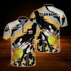 Custom Green Camo Bowling Jersey Men, Custom Camouflage Bowling Shirt