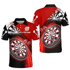 Custom Black And Red Dart Polo Shirts For Men, Custom Darts Shirts DZ0012