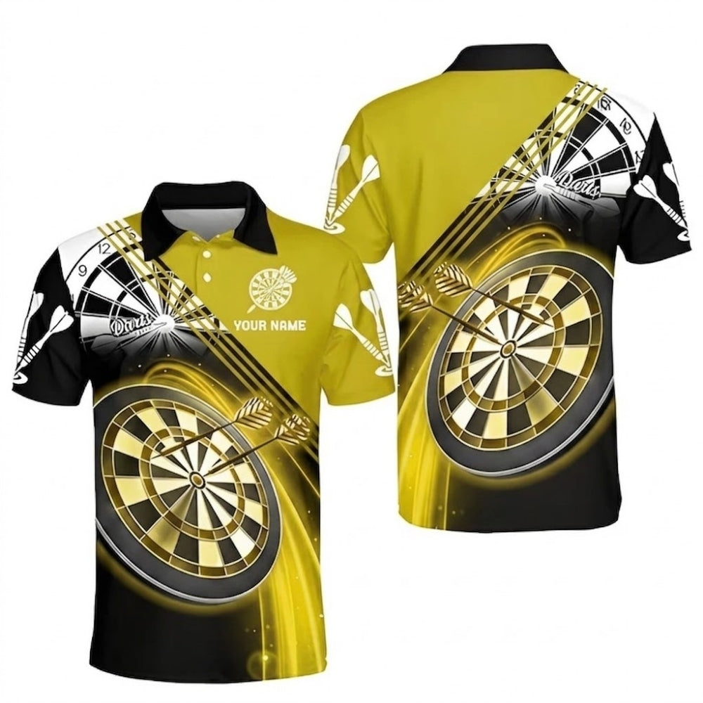 Custom Black And Red Dart Polo Shirts For Men, Custom Darts Shirts DZ0012