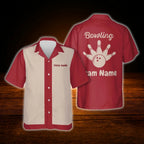 Custom Vintage Red Beige Bowling Hawaiian Shirt, Custom Vintage Bowling Team Shirt