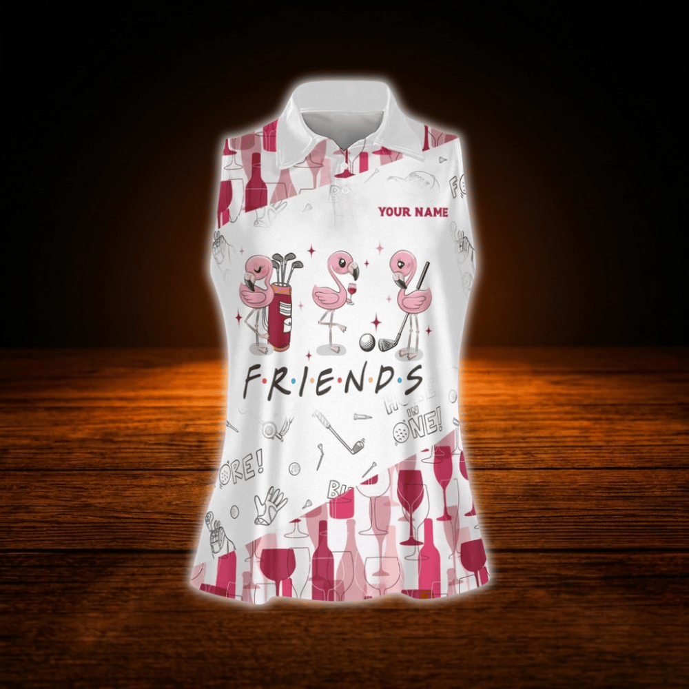 Custom Par Then Bar Flamingo Wine Golf Sleeveless Shirt For Women, Custom Flamingo Golf Shirt For Ladies