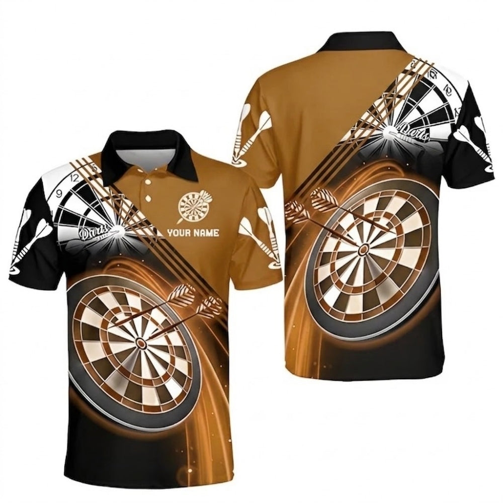 Custom Black And Red Dart Polo Shirts For Men, Custom Darts Shirts DZ0012