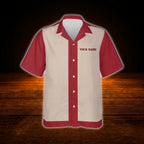 Custom Vintage Red Beige Bowling Hawaiian Shirt, Custom Vintage Bowling Team Shirt