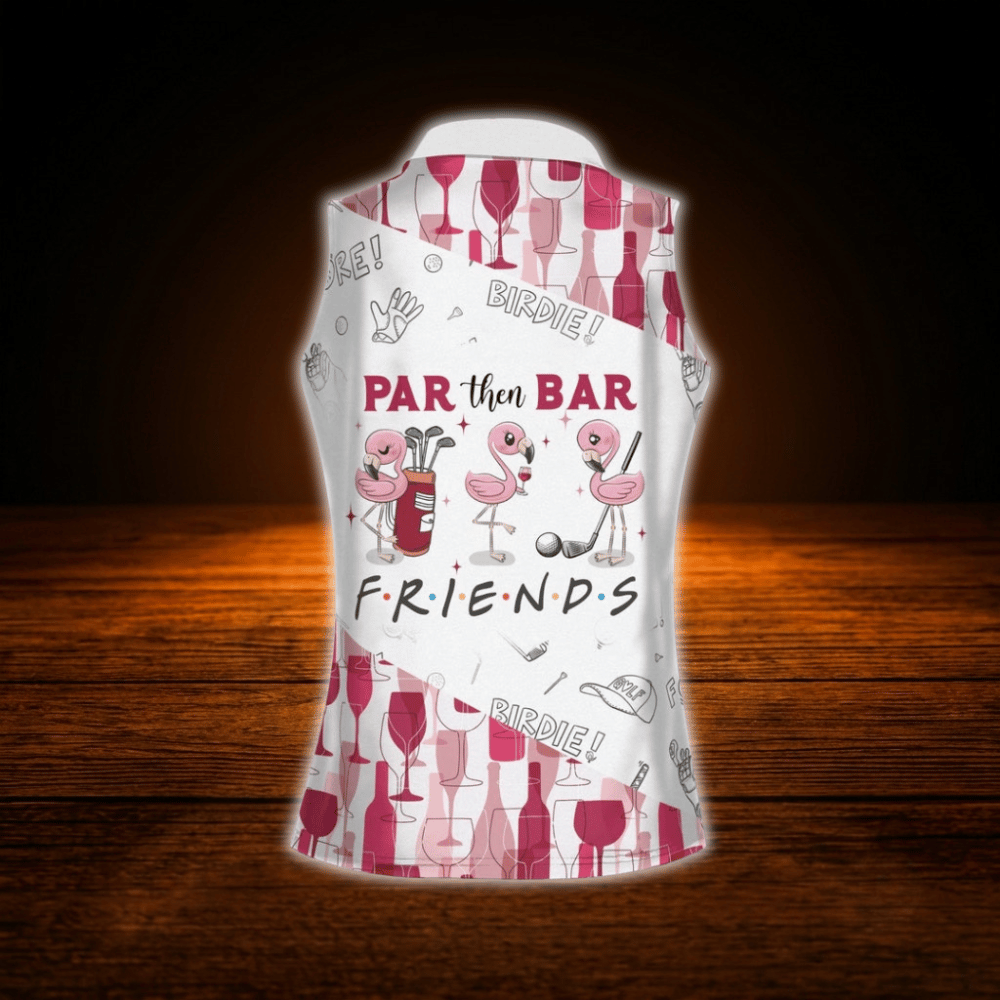 Custom Par Then Bar Flamingo Wine Golf Sleeveless Shirt For Women, Custom Flamingo Golf Shirt For Ladies