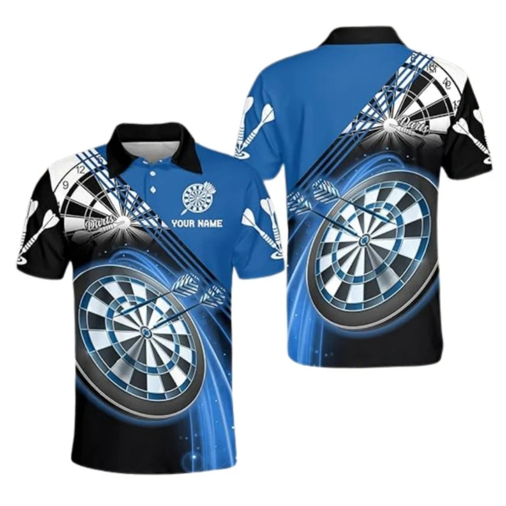 Custom Black And Red Dart Polo Shirts For Men, Custom Darts Shirts DZ0012