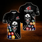 Custom Skull Billiard Polo Shirt For Men, Custom Skull Billiard Team Shirt