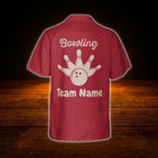 Custom Vintage Red Beige Bowling Hawaiian Shirt, Custom Vintage Bowling Team Shirt