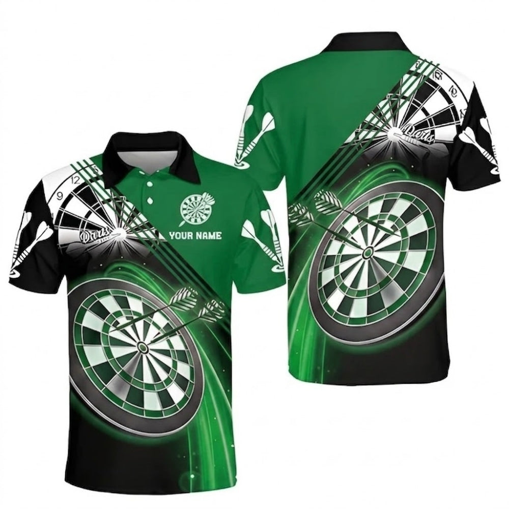 Custom Black And Red Dart Polo Shirts For Men, Custom Darts Shirts DZ0012
