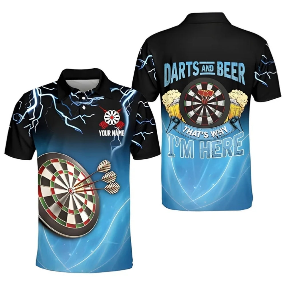 Custom Darts And Beer That's Why I'm Here Darts Polo Shirt For Mens, Custom Funny Beer Darts Team Shirts DZ0014