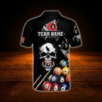 Custom Skull Billiard Polo Shirt For Men, Custom Skull Billiard Team Shirt