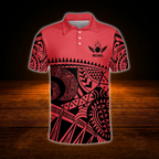 Custom Tribal Red Bowling Polo Shirt For Men, Custom Tribal Bowling Team Shirts