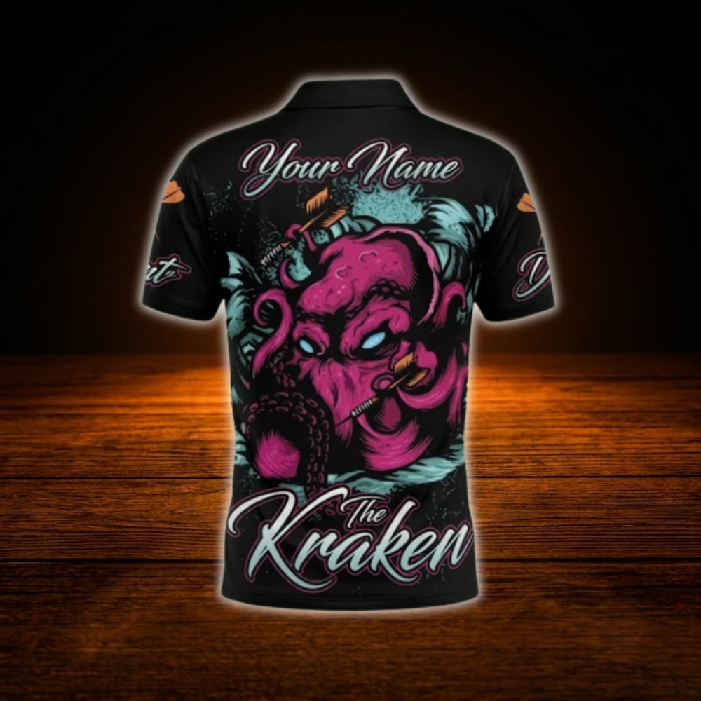 Octopus Custom Darts Polo Shirt For Men, Custom Team Octopus Dart Shirts