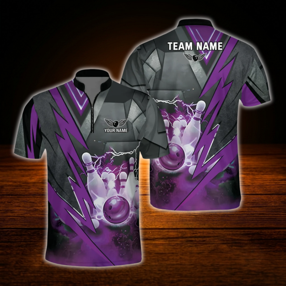 Custom Flame Thunder Bowling Jersey For Men, Custom Flame Bowling Team Shirt