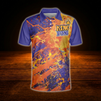 King Pins Leave No Pins Standing Men's Flaming Orange Purple Bowling Polo Shirt, Funny Bowling Shirt Men