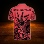 Custom Tribal Red Bowling Polo Shirt For Men, Custom Tribal Bowling Team Shirts