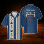 Split Happens Custom Navy Bowling Hawaiian Shirt, Custom Funny Bowling Shirt