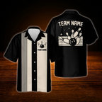 Custom Blue Beige Vintage Bowling Hawaiian Shirt, Custom Vintage Bowling Shirt For Team