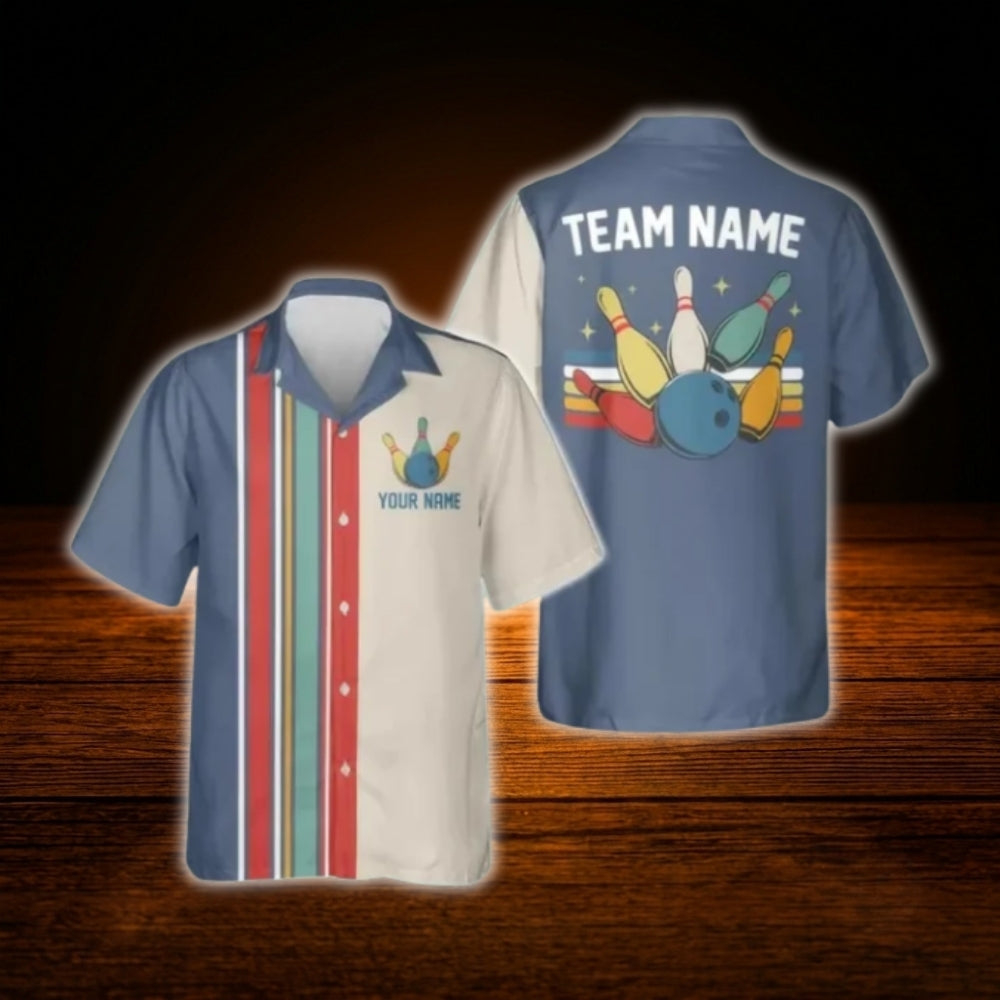Custom Retro Bowling Hawaiian Shirt For Men Women, Custom Retro Bowling Shirt For Team