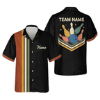Custom Retro Black Bowling Hawaiian Shirt For Men, Custom Retro Bowling Team Shirts BZ0374