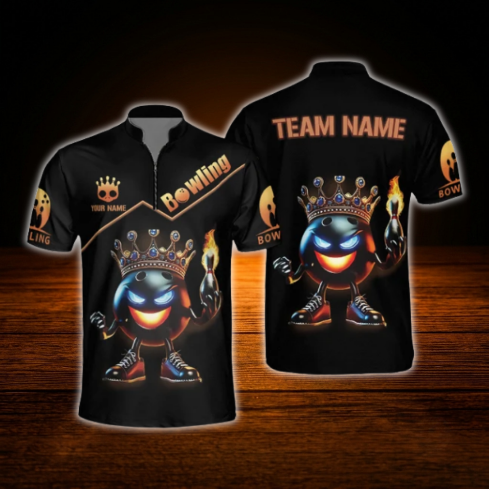 Custom Flame King Ball Bowling Men Jersey, Custom Flame Bowling Shirt Team