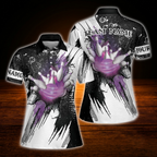 Custom Team Black And White Ladies Bowling Polo Shirts, Custom Bowling Team Shirts Women