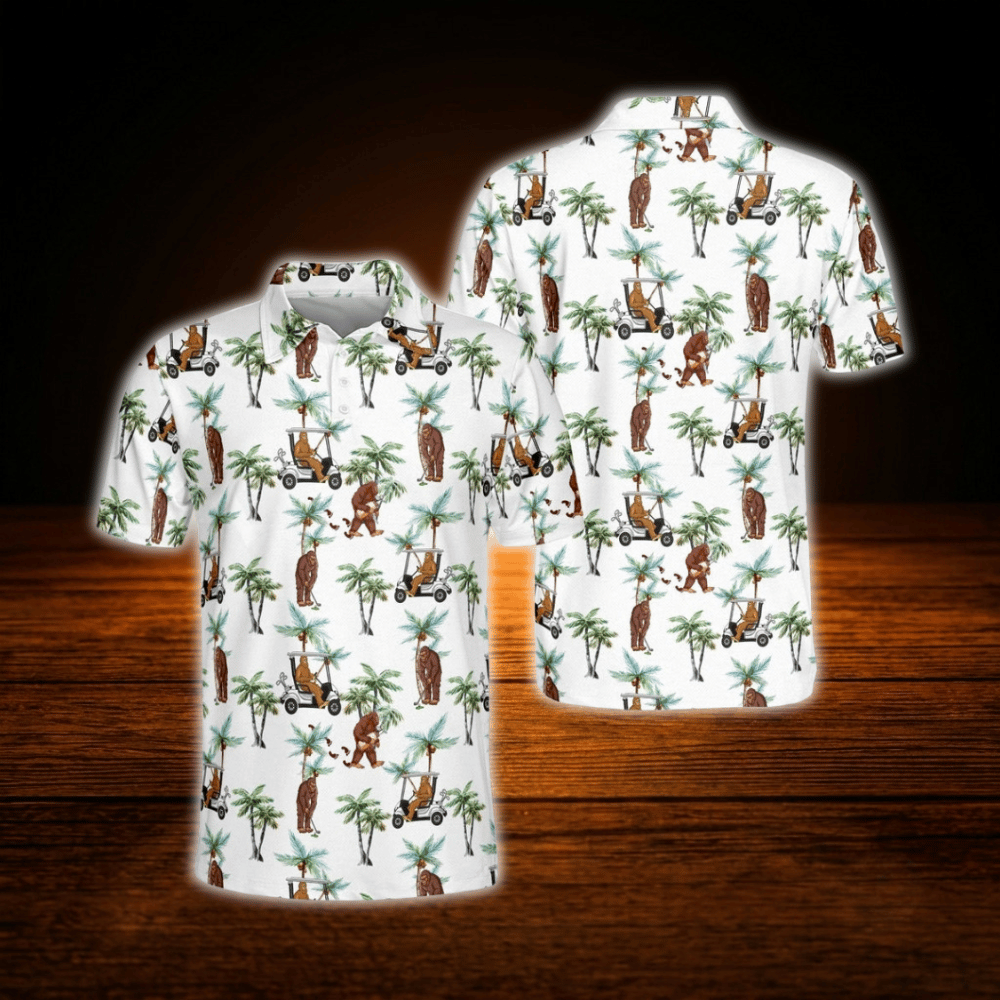 Bigfoot Tropical Polo Golf Shirt For Men, Bigfoot Golf Shirt