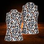 Leopard Women Sleeveless Golf Shirts, Leopard Golf Shirt For Women