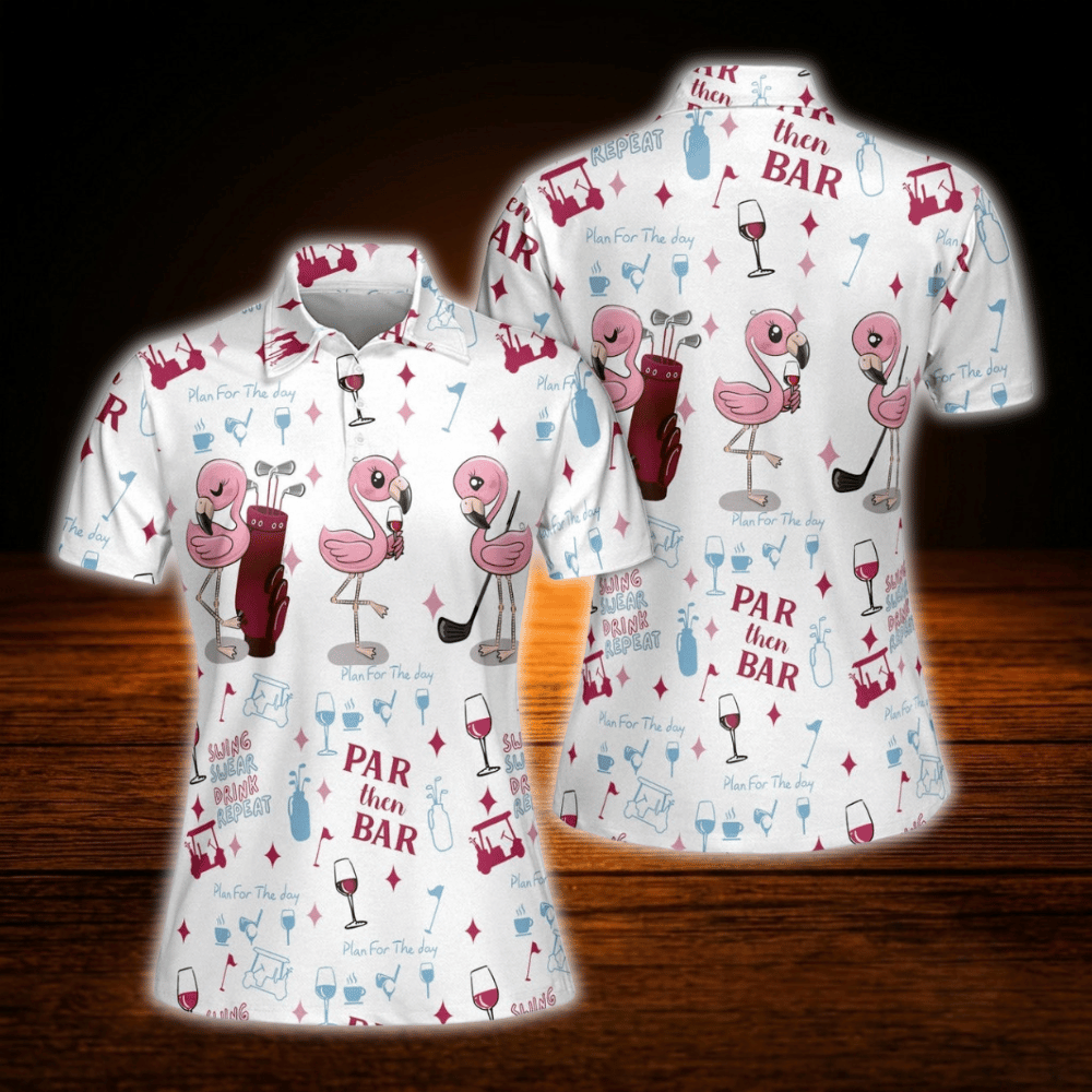 Par Then Bar Flamingo Golf Polo Shirts For Women, Flamingo Golf Shirts For Ladies