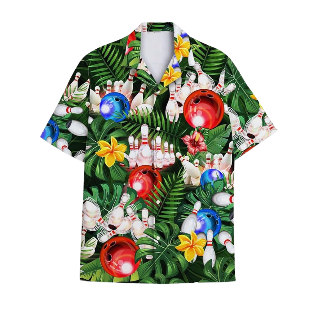 Green Tropical Bowling Hawaiian Shirt For Men And Women, Tropical Bowling Shirt BZ0314