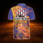 King Pins Leave No Pins Standing Men's Flaming Orange Purple Bowling Polo Shirt, Funny Bowling Shirt Men
