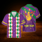 Blue Retro Custom Bowling Hawaiian Shirt, Custom Team Retro Bowling Shirt