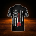 Skull USA Flag Custom Mens Dart Polo Shirt, Custom Skull Darts Shirt For Team