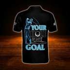 Your Hole Is My Goal Custom Mens Blue Black Golf Polo Shirt, Custom Funny Golf Shirt