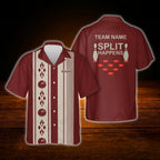 Split Happens Custom Navy Bowling Hawaiian Shirt, Custom Funny Bowling Shirt