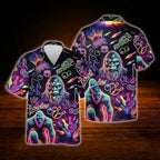 Neon Bigfoot Bowling Hawaiian Shirt For Men, Sasquatch Bigfoot Bowling Shirt