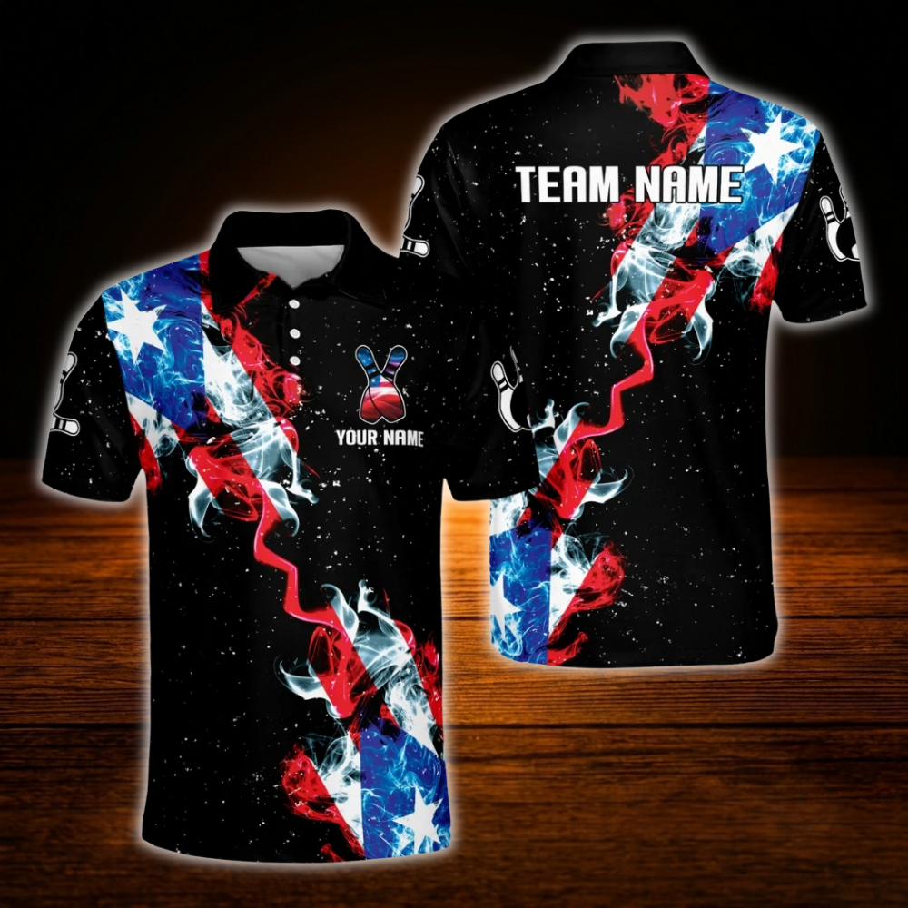 Custom Texas Flag Bowling Men Polo Shirt, Custom Texas Team Bowling Shirt