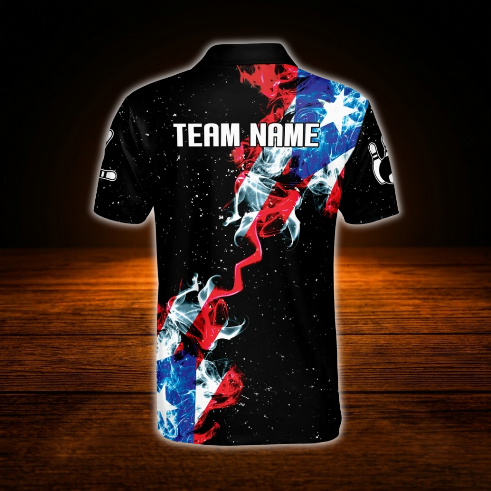 Custom Texas Flag Bowling Men Polo Shirt, Custom Texas Team Bowling Shirt
