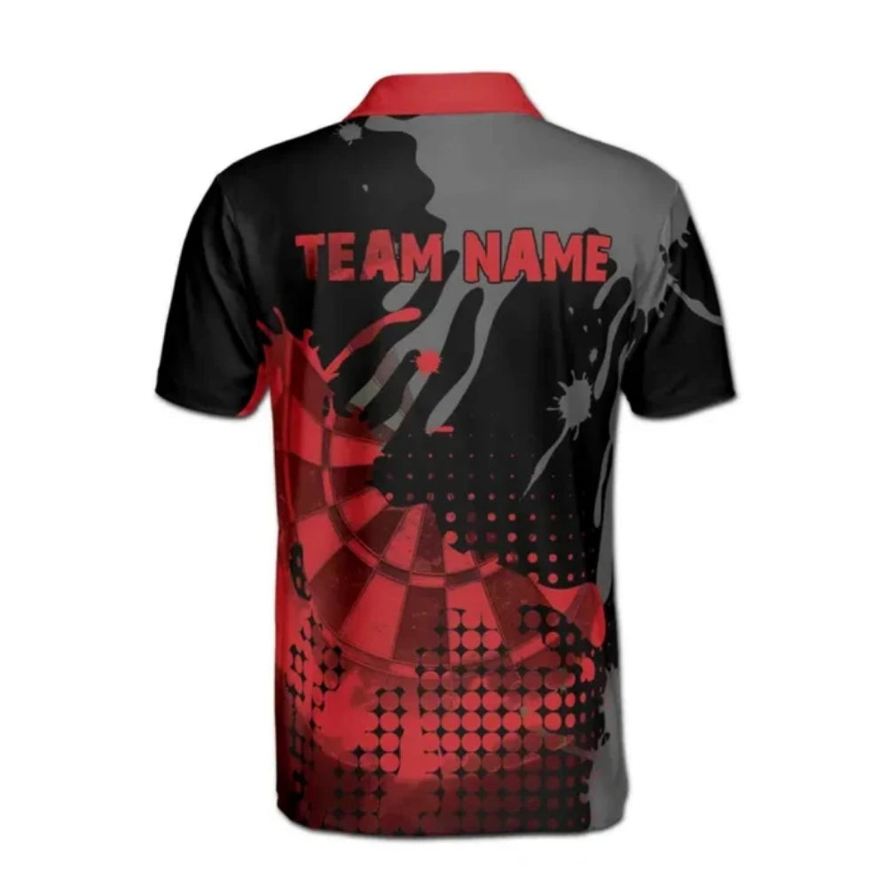Custom Team Black And Red Darts Polo Shirts For Men, Custom Darts Shirts DE0057