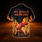 My Balls Are On Fire Custom Flame Bowling Hawaiian Shirt For Men, Custom Funny Flame Bowling Shirt