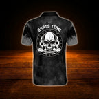 Custom Skull Black Dart Polo Shirt For Men, Custom Skull Dart Team Shirt