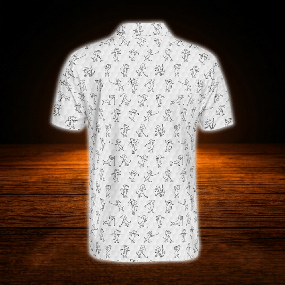 Dachshund Wiener Men's White Golf Polo Shirts, Dog Dachshund Golf Shirts