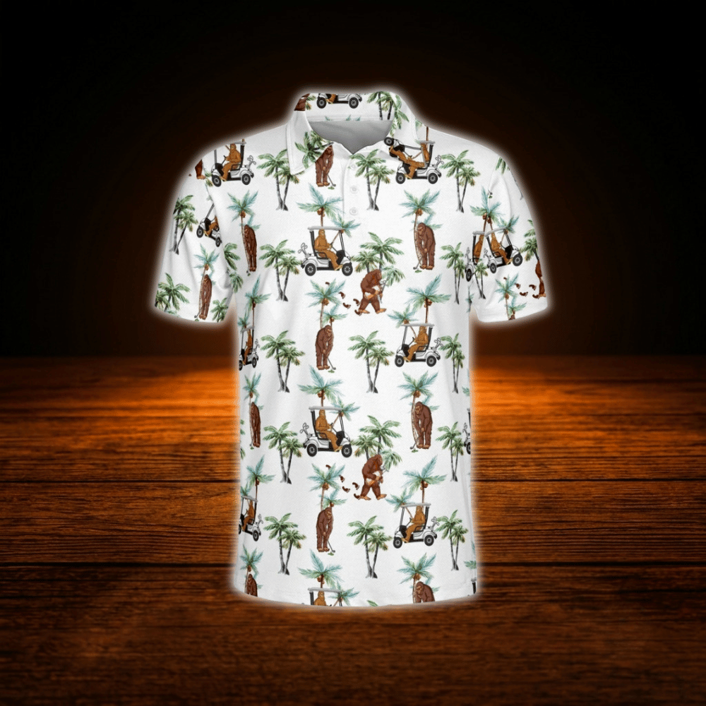 Bigfoot Tropical Polo Golf Shirt For Men, Bigfoot Golf Shirt