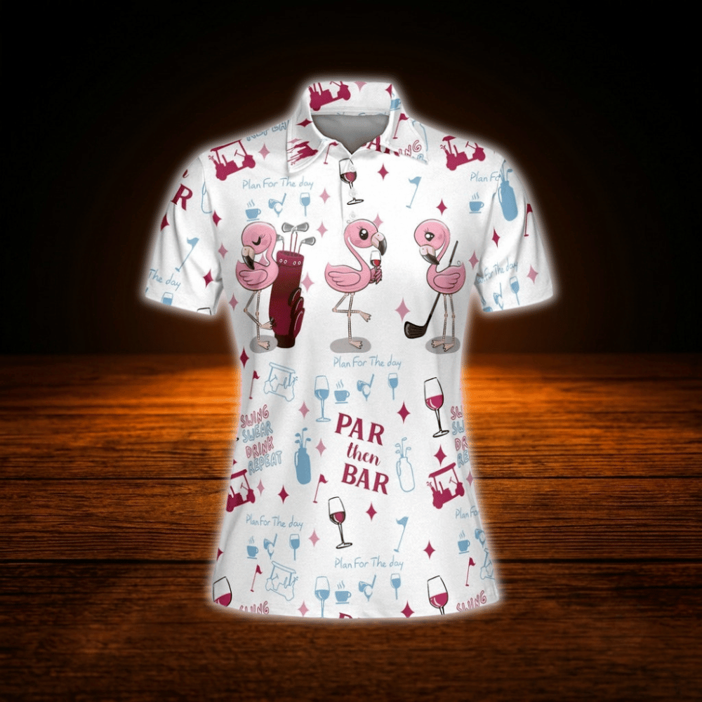 Par Then Bar Flamingo Golf Polo Shirts For Women, Flamingo Golf Shirts For Ladies
